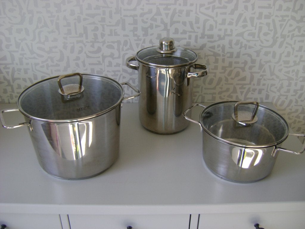 RVS pannen, Ophalen, Gebruikt, Met handvatten, Pannenset