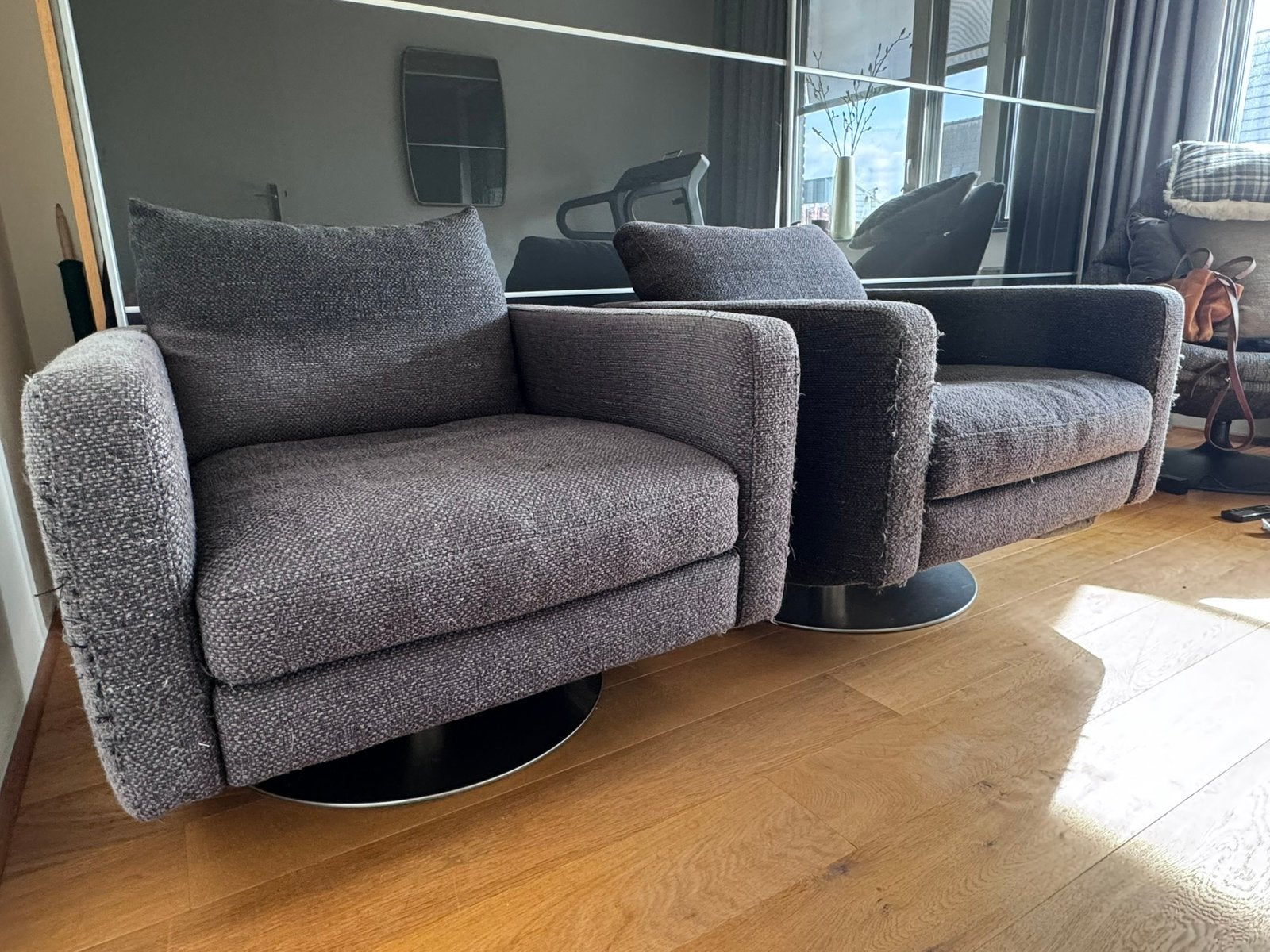 Twee fauteuils Natuzzi te koop, Ophalen, Gebruikt, Tweepersoons, 75 tot 100 cm