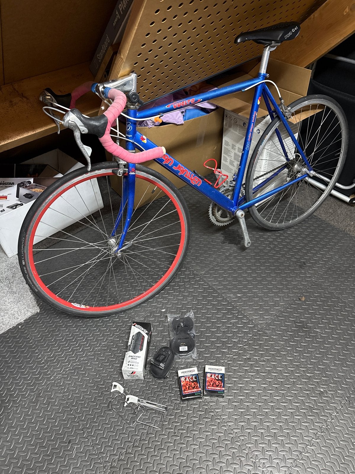 Vintage racefiets blauw jan janssen opknapper, 28 inch, Gebruikt, 53 tot 57 cm, Ophalen