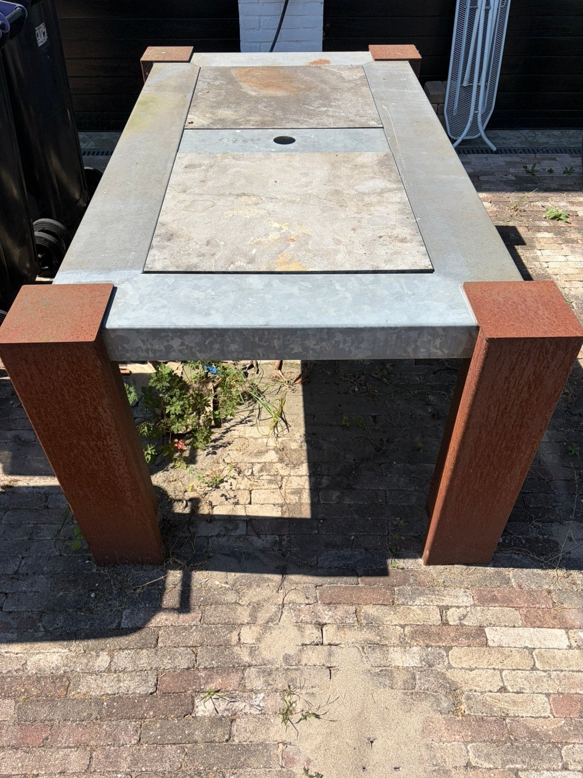 Robuuste stoere tuintafel, Tuin en Terras, Tuintafels, Ophalen, Gebruikt, Rechthoekig, Metaal