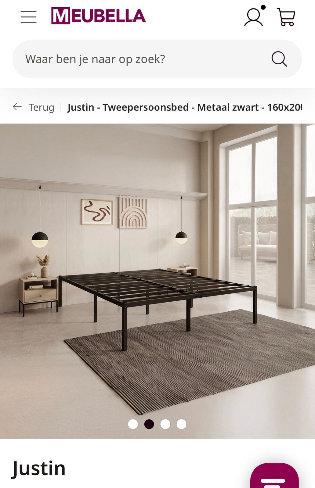 2 PERSOONSBED 160X200 FRAME ZWART NIEUW! IN DOOS, Huis en Inrichting, Ophalen, Zwart, 200 cm, Metaal