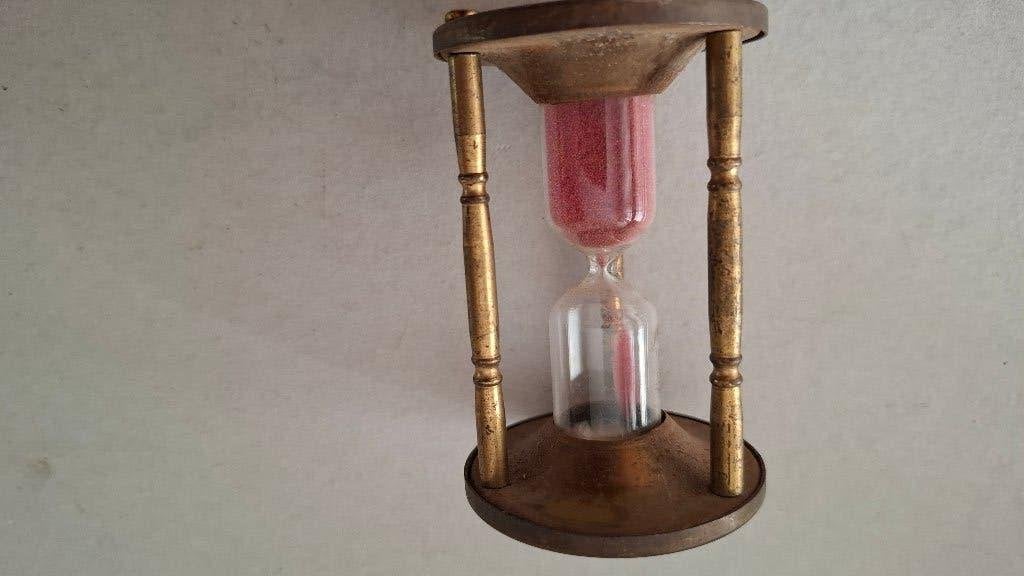 Vintage zandloper 3 minuten, Gebruikt, Overige typen, Ophalen of Verzenden, Glas