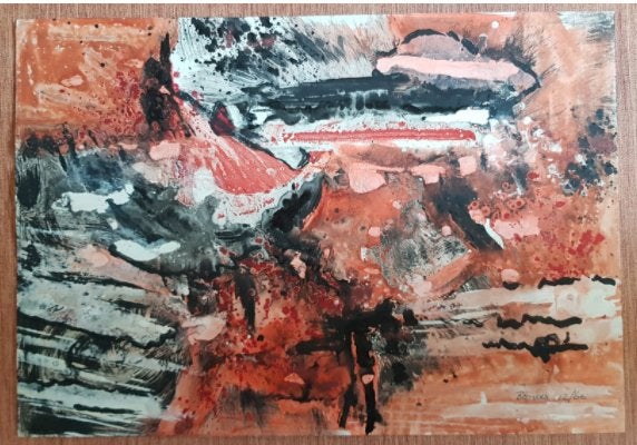 Bob Bonies (1937) Gouache " Abstracte Compositie " Ges Ged, Abstract, Papier/karton, Ophalen of Verzenden, Gesigneerd