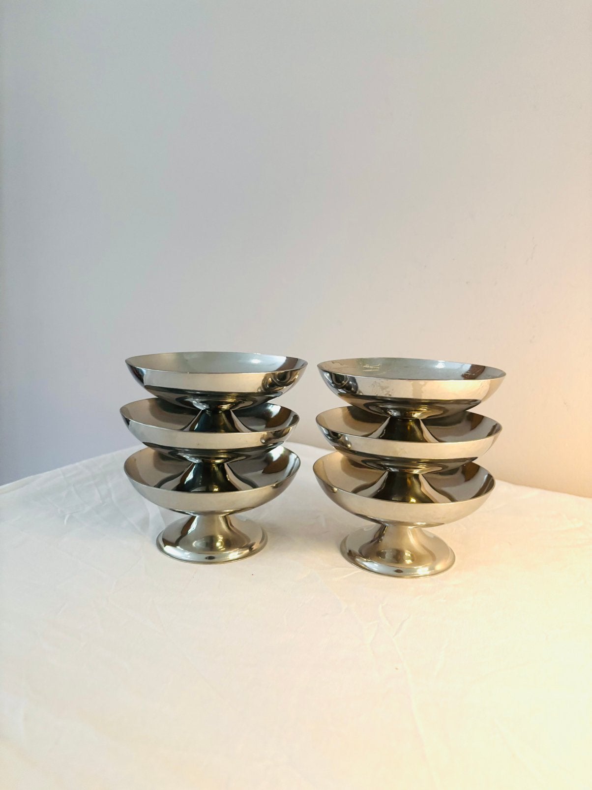 Vintage Franse RVS / inox ijscoupes, Verzenden