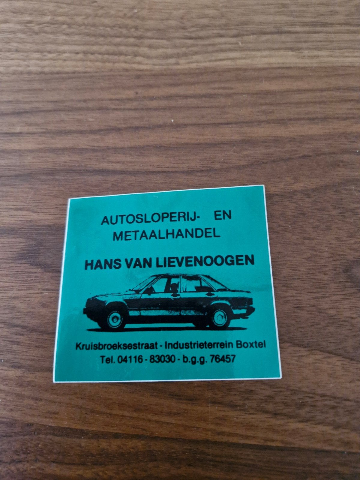 755 Sticker Autosloperij Hans van Lievenoogen 9x9 cm, Verzamelen, Ophalen of Verzenden