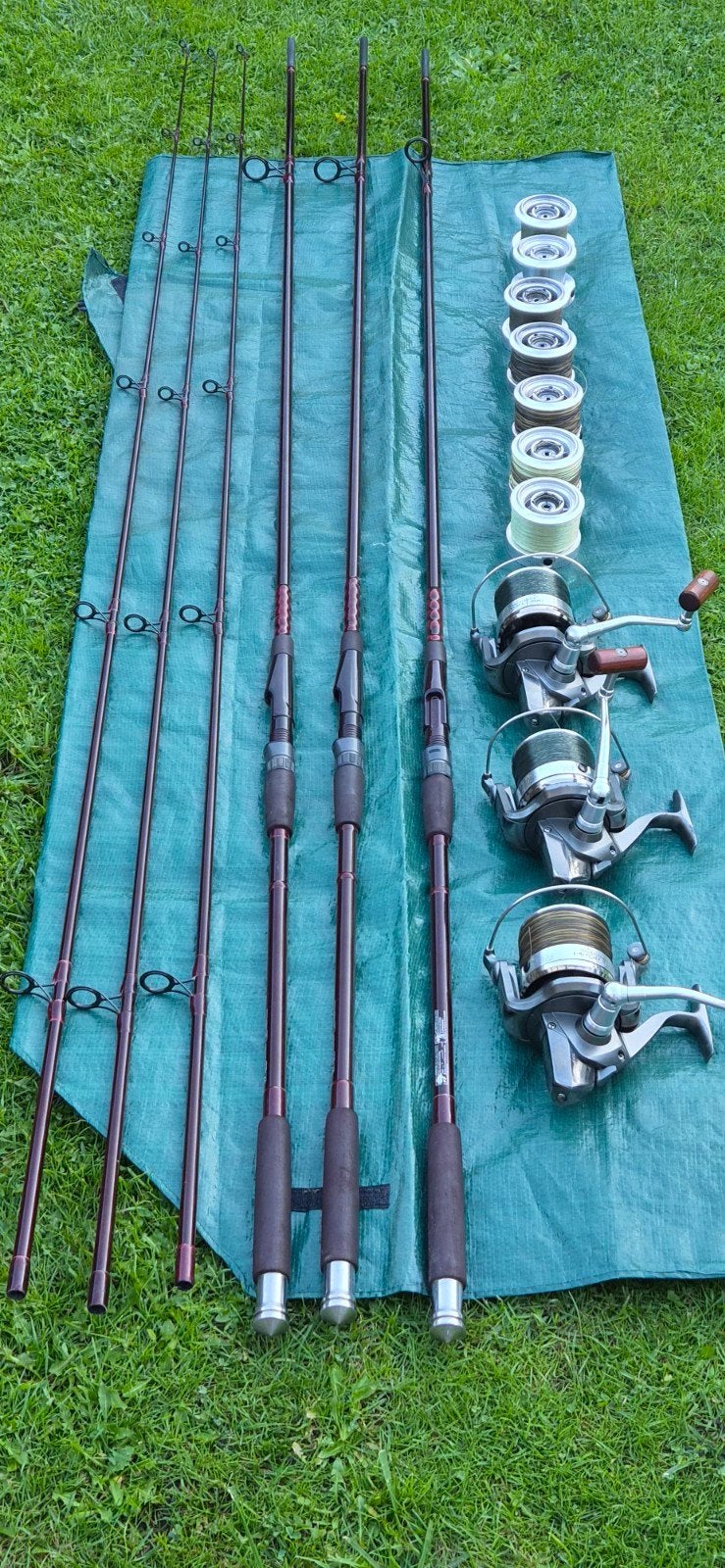 Fox hengels met Shimano molens en extra spoelen, Ophalen, Gebruikt, Complete hengel