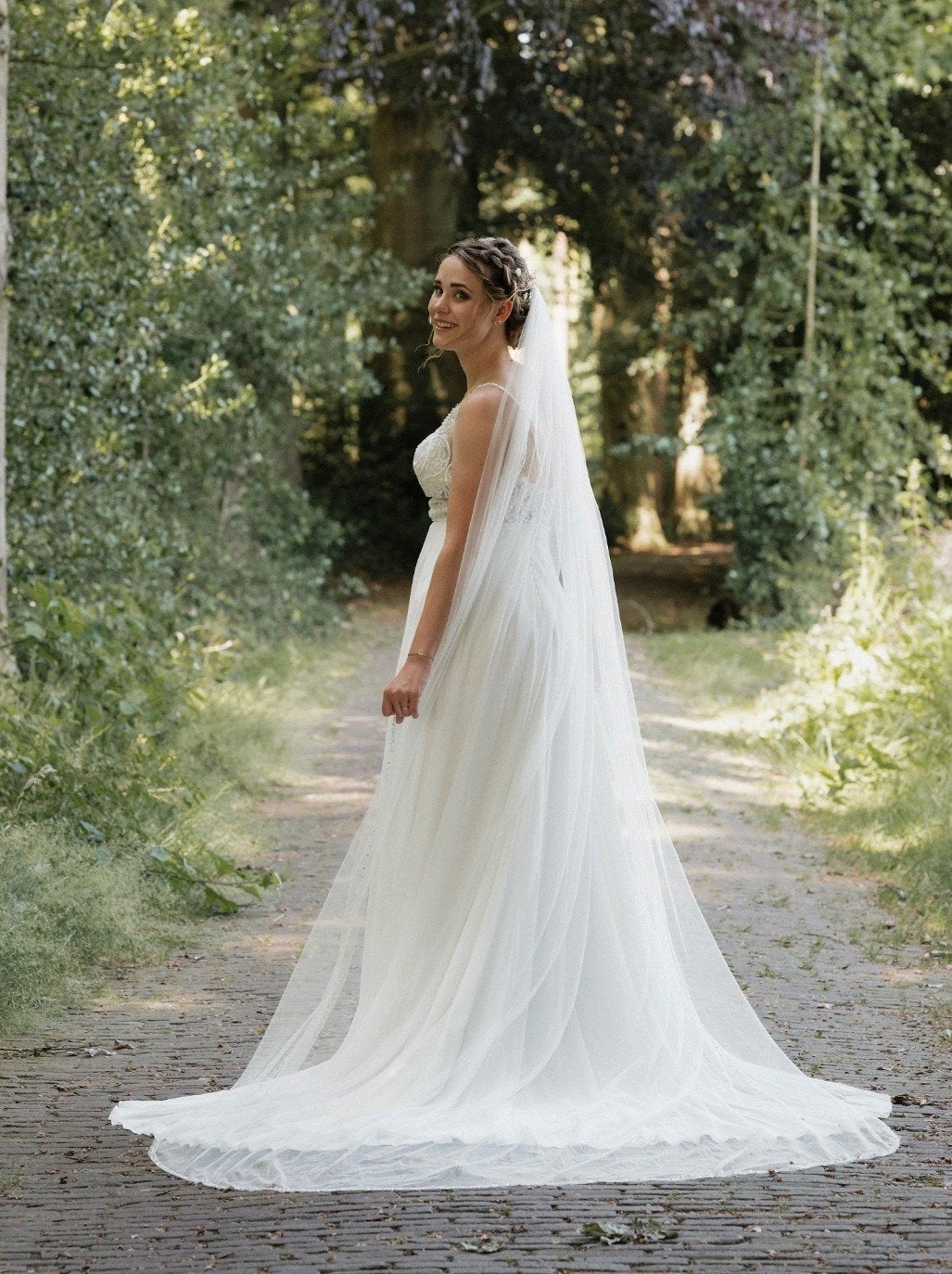 Bruidsjurk White One Barcelona en sluier Randy Fenoli, Trouwjurk, Wit, Ophalen of Verzenden, Zo goed als nieuw