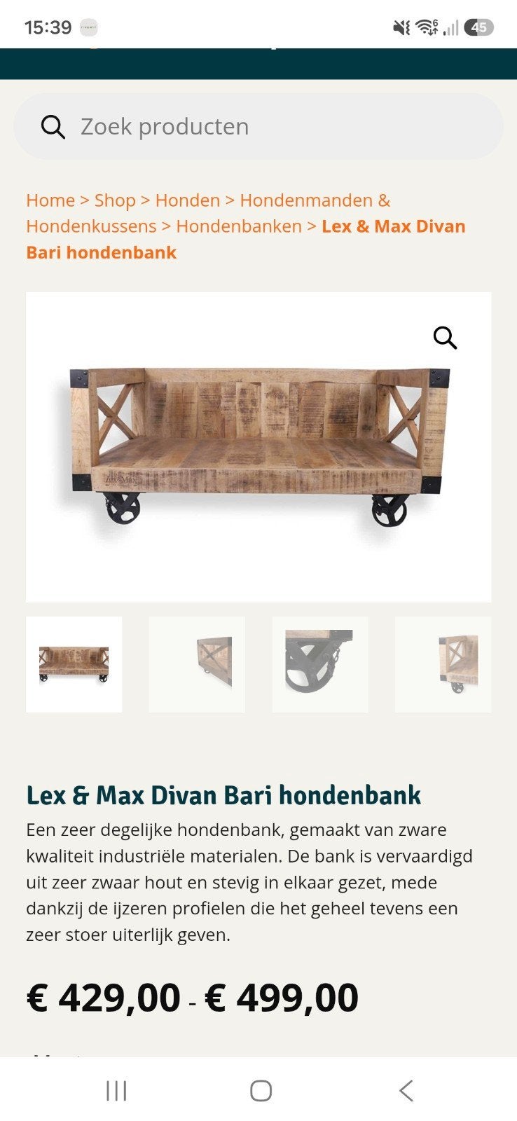lex en max hondenmand S 75x50, Ophalen of Verzenden, Nieuw