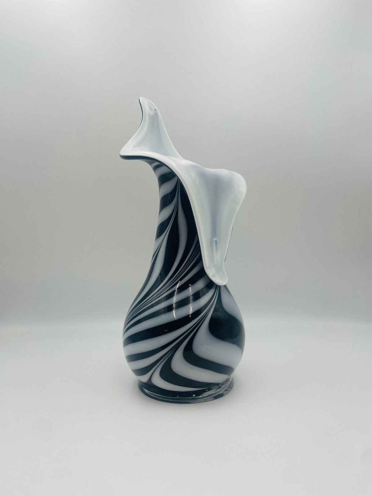 Murano Opaline Vaas Zebra Patroon Zwart Wit Glas, Antiek en Kunst, Ophalen of Verzenden
