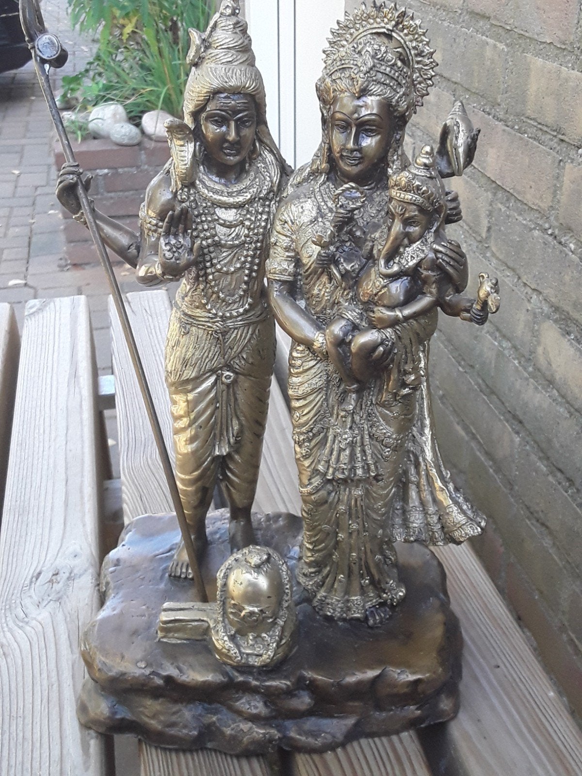 Prachtig Hindoe Familiebeeld: Shiva, Parvati & Ganesha, Verzamelen, Ophalen of Verzenden, Zo goed als nieuw, Beeld(je), Hindoeïsme