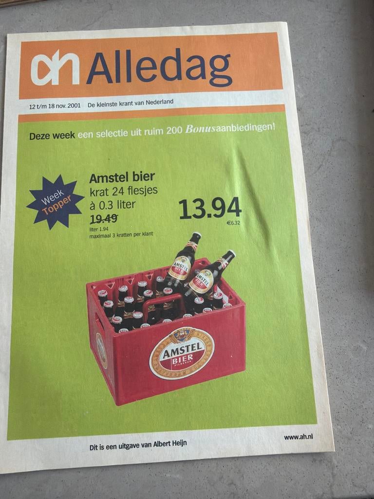 AH Alledag Krant - Amstel Bier Aanbieding (2001), Boeken, Informatica en Computer, Zo goed als nieuw, Ophalen of Verzenden