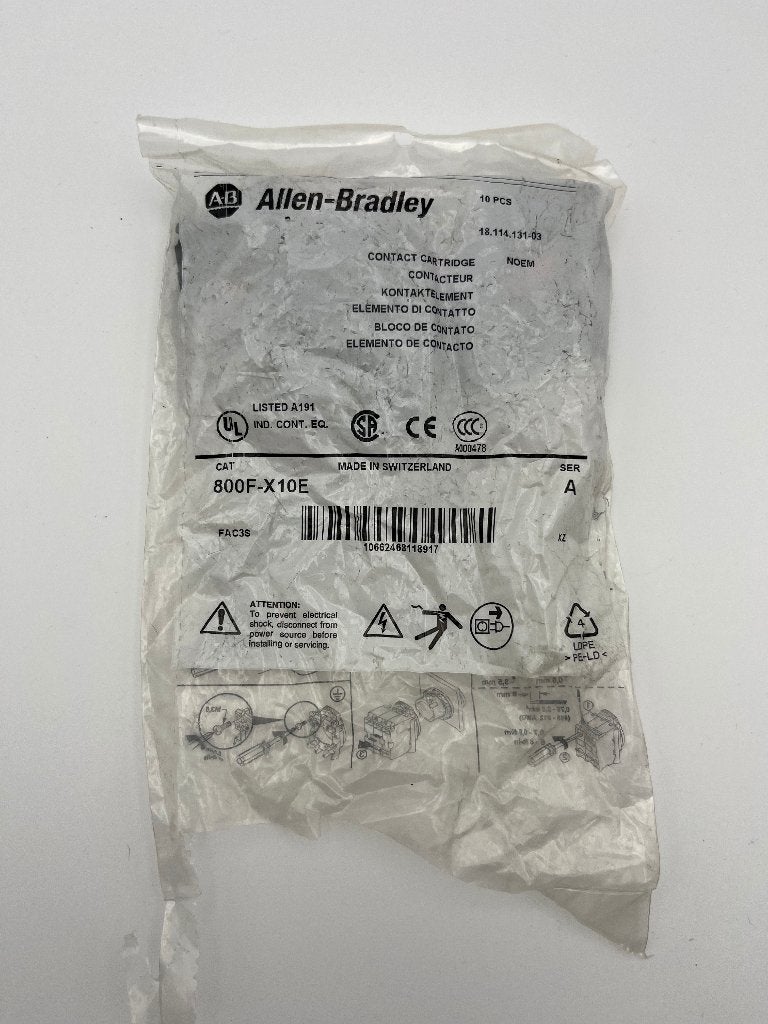 Allen Bradley 800F-X10E Contact Block 1x NO Nieuw OVP, Rockwell Automation Europe BV Fascinatio Boulevard 350, 3065 WB Rotterdam info@rockwell.com