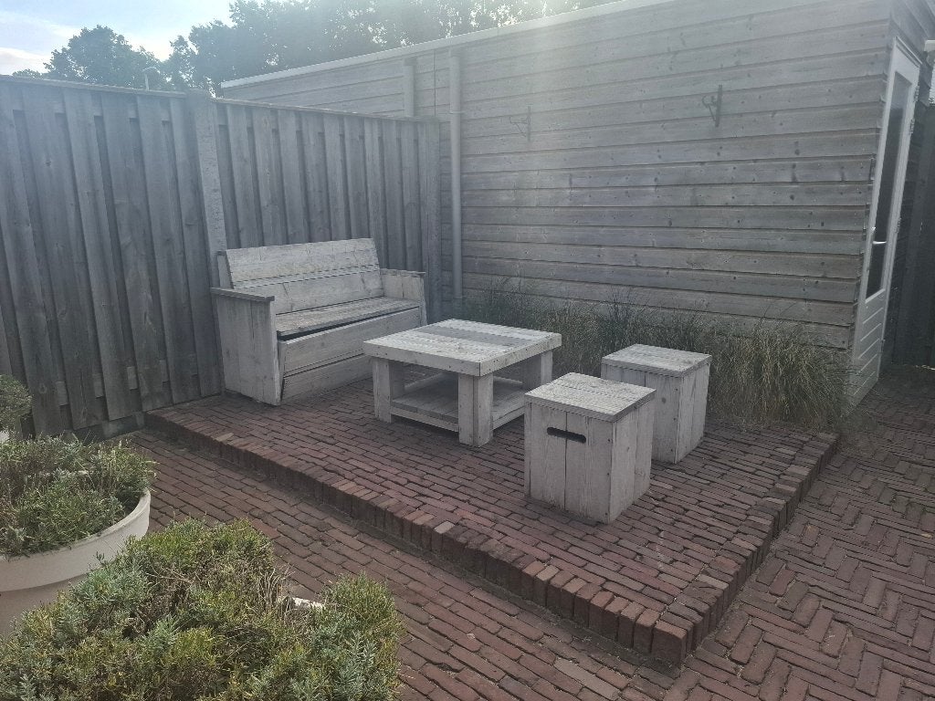 Tuinset steigerhout, Ophalen, 5 zitplaatsen, Gebruikt, Steigerhout