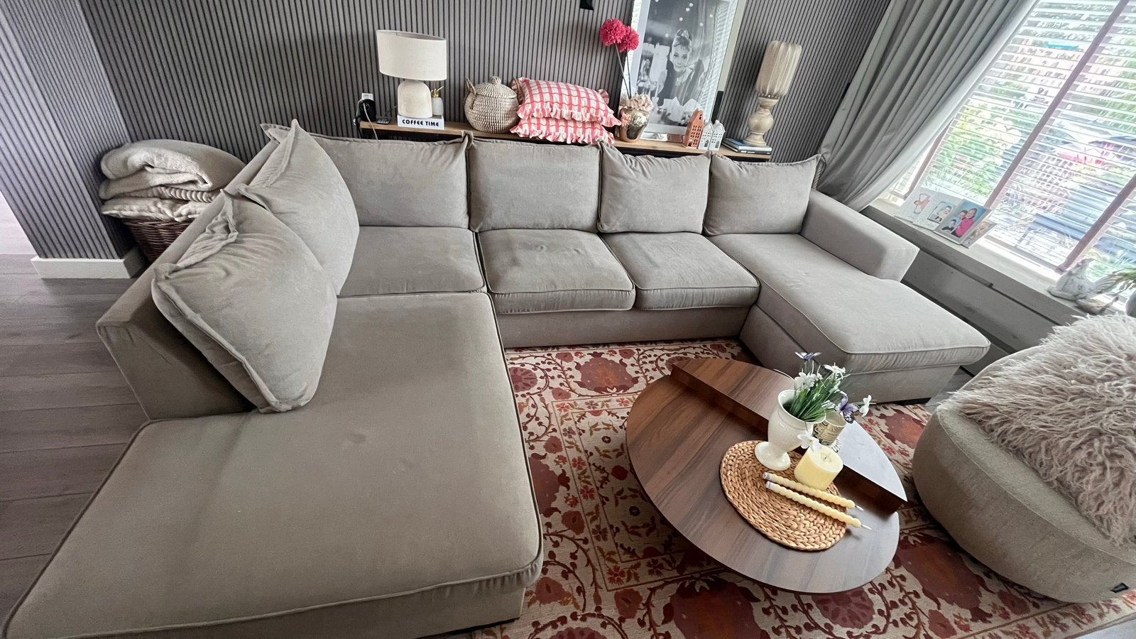 Ruime Hoekbank met Longchair - Comfortabel en Modern, Ophalen, Gebruikt, Hoekbank, 300 cm of meer