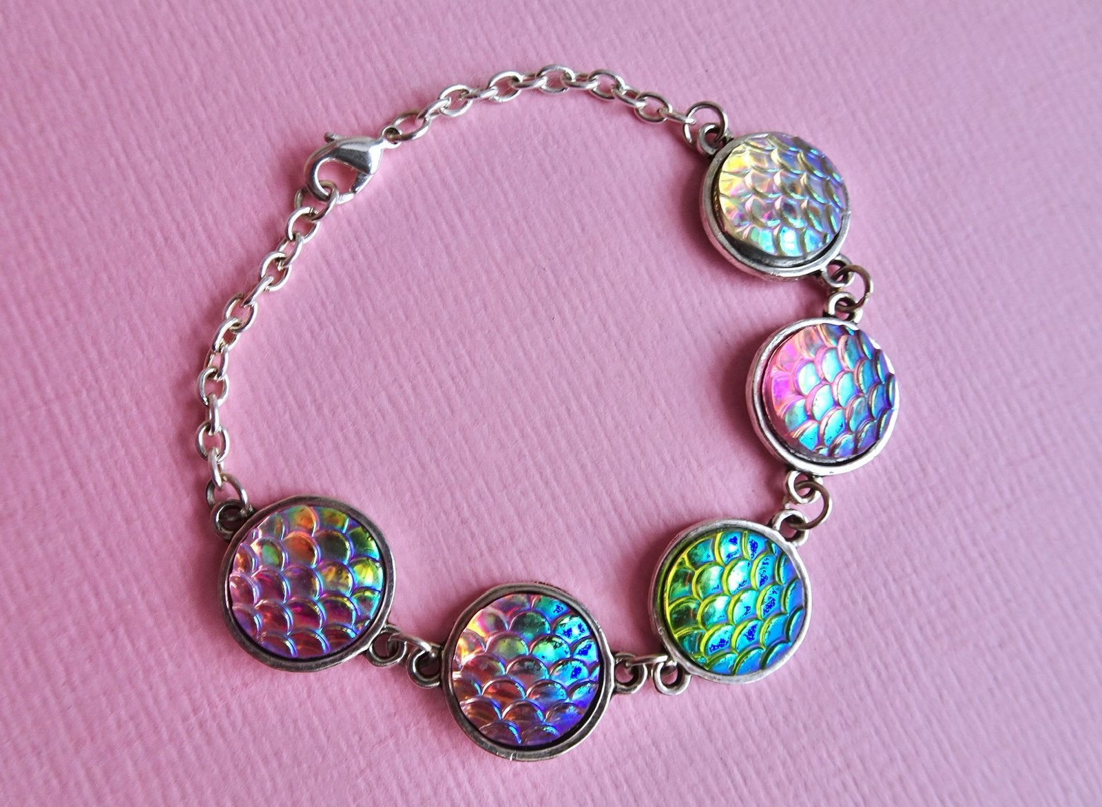 jwg Vintage 90s gekleurd aurora borealis armband zilver klr, Verzenden, Overige materialen, Armband