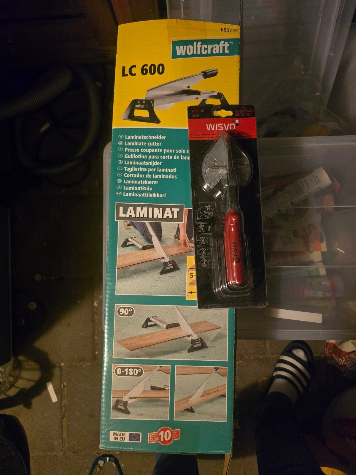 Wolfcraft LC 600 laminaatsnijder met Wisvo laminaatlegset, Ophalen of Verzenden, Zo goed als nieuw