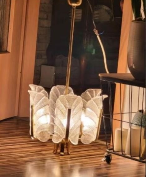 vintage Fagerlund Orrefors kroonluchter hanglamp 60er, Ophalen, E14 (klein), Zo goed als nieuw, Glas