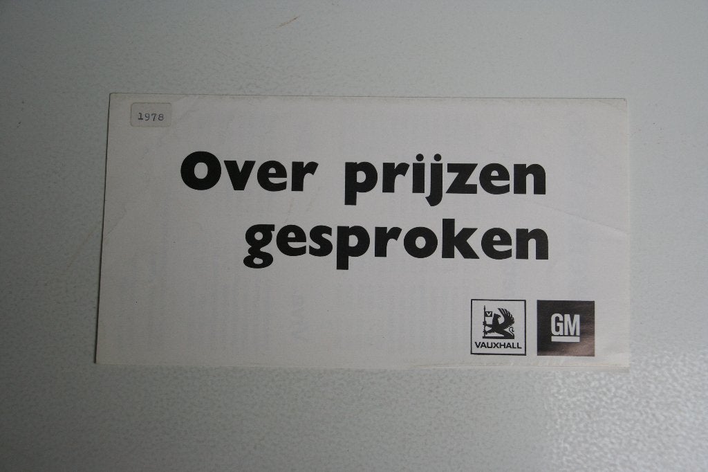 Folder Vauxhall prijslijst (21-11-1977) (2), Ophalen of Verzenden, Nieuw, Overige merken