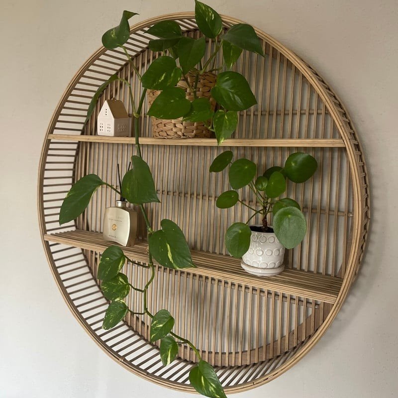 Rond bamboe wandrek Xenos, Huis en Inrichting, Woonaccessoires | Wandplanken en Boekenplanken, Ophalen, Zo goed als nieuw