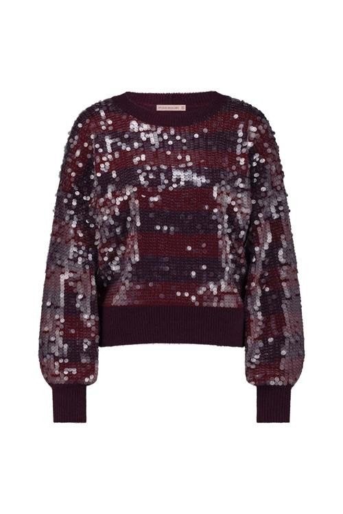 studio anneloes pailletten sequin trui aubergine, Maat 38/40 (M), Studio Anneloes, Verzenden, Paars