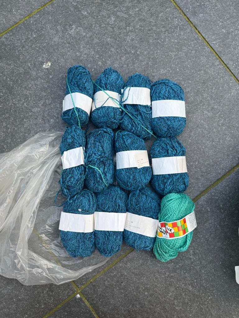 Partij katoen/viscose garen (85/15) - Blauw/Groen, Hobby en Vrije tijd, Breien en Haken, Ophalen of Verzenden, Zo goed als nieuw