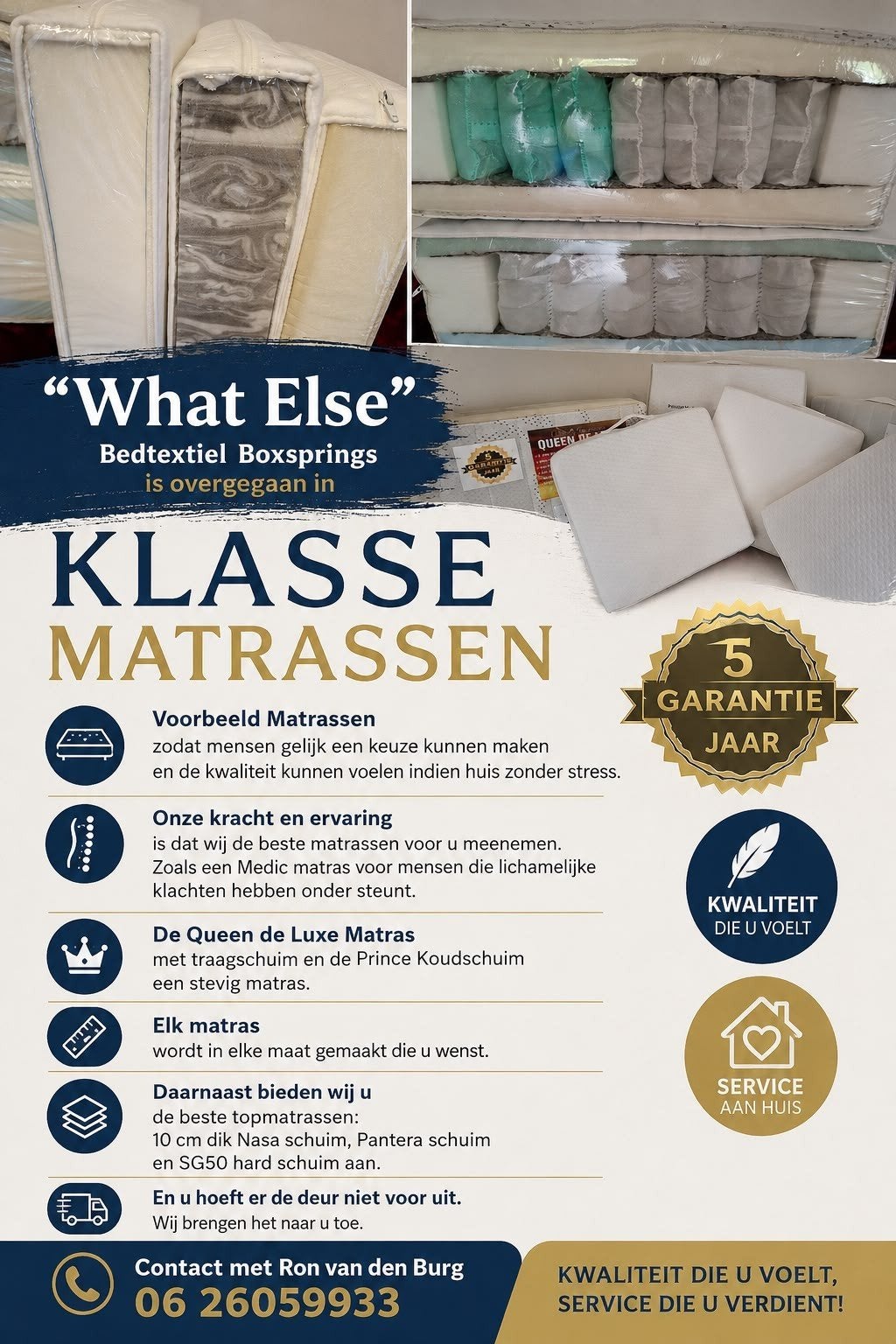 Klasse Matrassen op maat gemaakt - Gratis huisbezoek, 90 cm, Eenpersoons, Nieuw, Ophalen of Verzenden