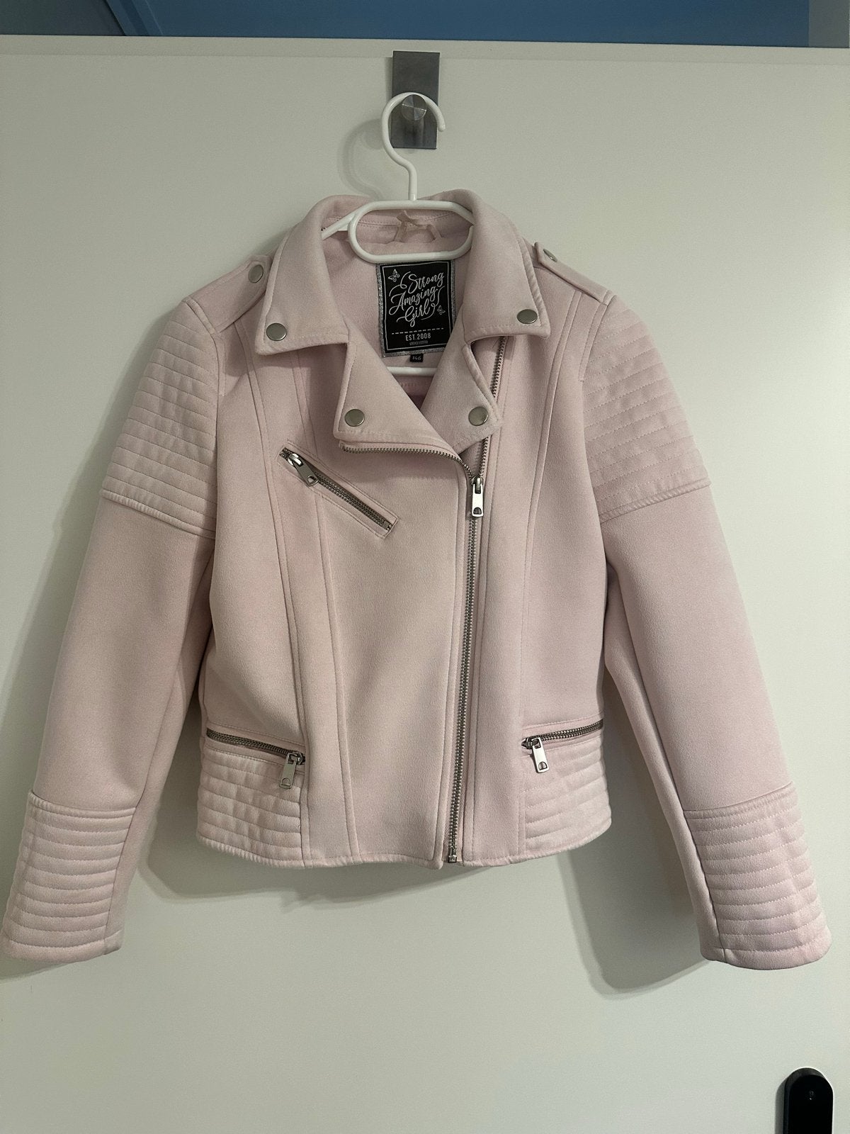 Roze bikerjack voor meisjes - Maat 146, Ophalen of Verzenden, Gebruikt, Meisje, Jas