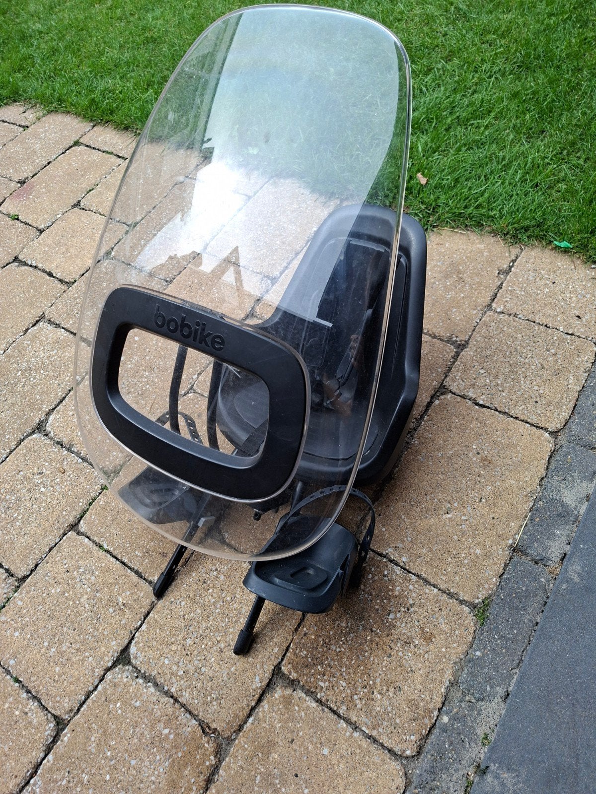 Bobike Exclusive Mini fietszitje met windscherm, Ophalen, Voetsteuntjes, Voorzitje, Zo goed als nieuw