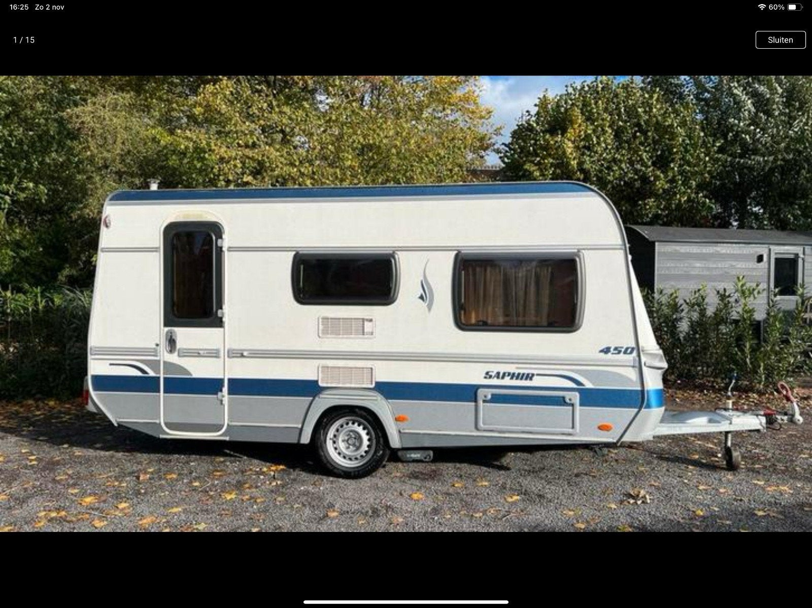 Fendt Saphir 450 QB - Complete caravan met voortent, Caravans en Kamperen, Vast bed, Treinzit, Tot en met 4, 1000 - 1250 kg