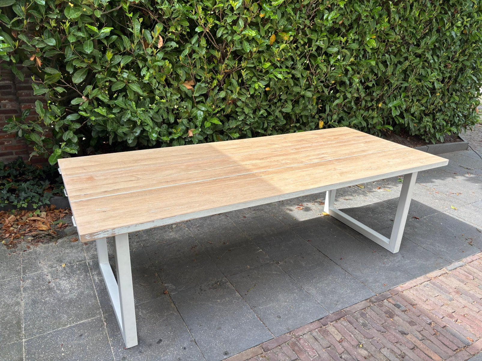 Stoere industriële eiken tafelblad | stalen poten 100x240, Ophalen, 200 cm of meer, 50 tot 100 cm, Zo goed als nieuw