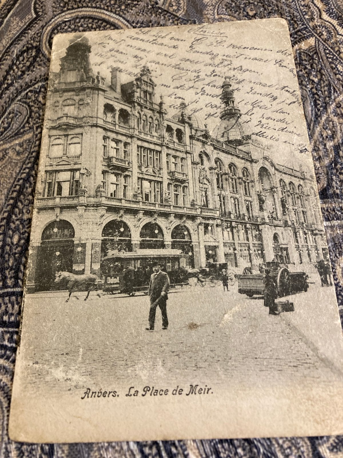 Oude Postkaart Antwerpen, La Place de Meir, Gelopen, Ophalen of Verzenden, Voor 1920, Gelopen, Antwerpen
