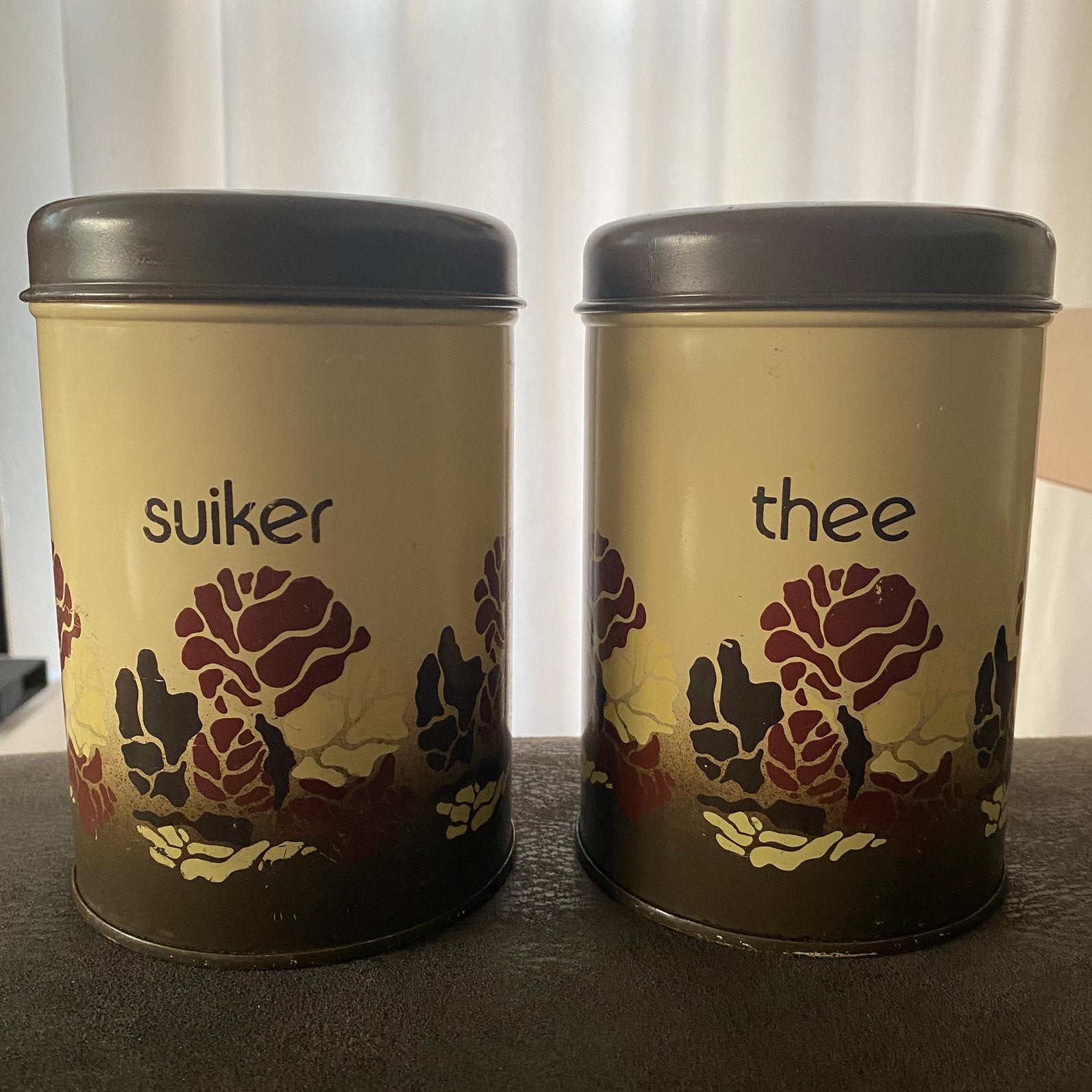 2 VINTAGE BRABANTIA BATIQUE VOORRAAD BLIKKEN, Verzamelen, Blikken, Ophalen of Verzenden, Gebruikt, Overige, Overige merken