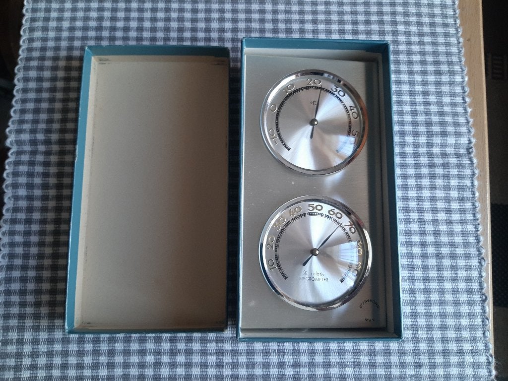 Vintage weerstation Hygrometer en thermometer, Audio, Tv en Foto, Weerstations en Barometers, Ophalen of Verzenden, Zo goed als nieuw