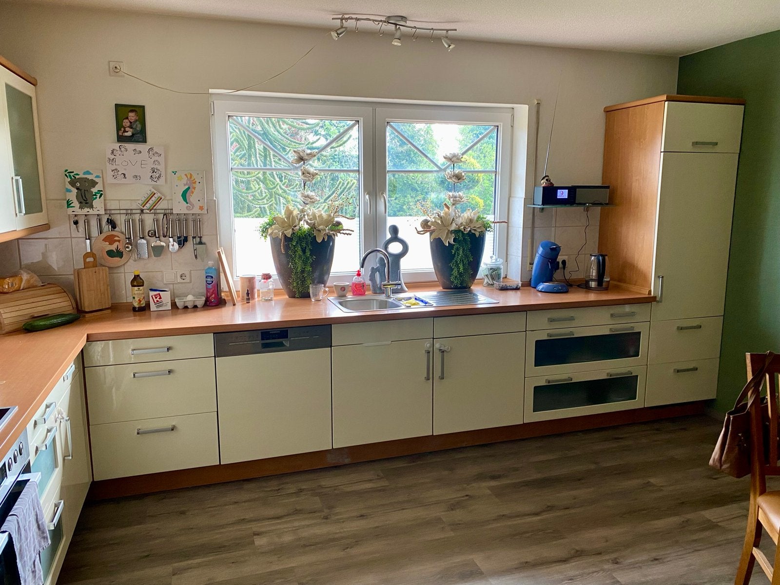 Keuken Crème Hoogglans met Nieuwe Oven en Kookplaat, Huis en Inrichting, Keuken | Complete keukens, Ophalen of Verzenden, Gebruikt