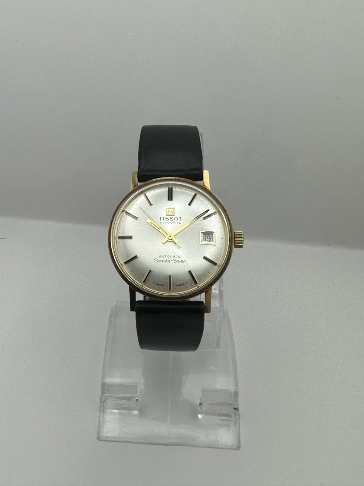 Vintage Tissot Seastar Seven – 585 Goud automatisch horloge, Ophalen of Verzenden, Zo goed als nieuw, Zwart, IOS