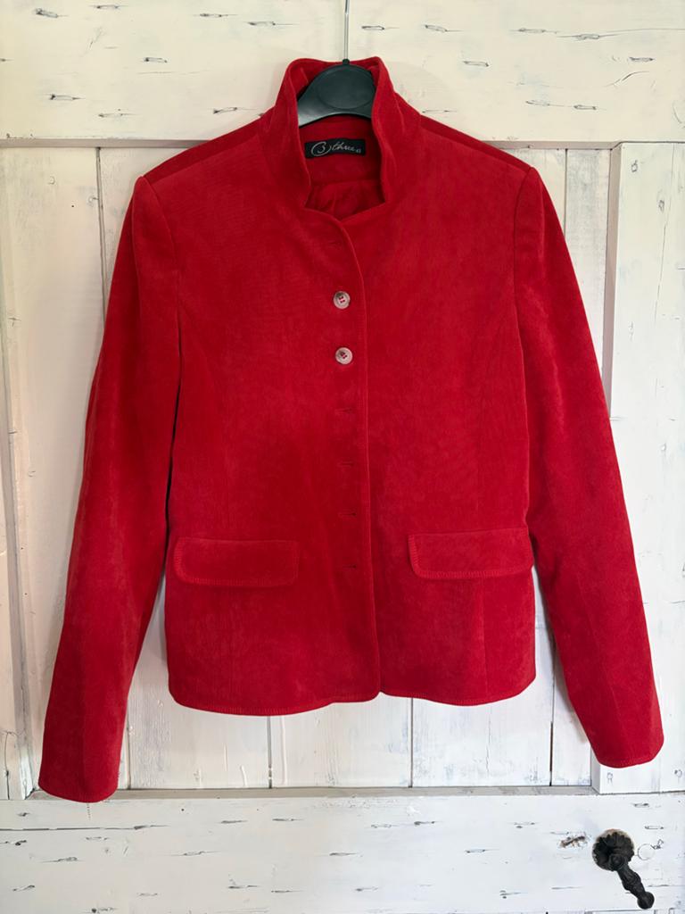 Rood corduroy jasje van B Three, maat 42, Kleding | Dames, Jasjes, Kostuums en Pakken, Maat 42/44 (L), Ophalen of Verzenden, Zo goed als nieuw
