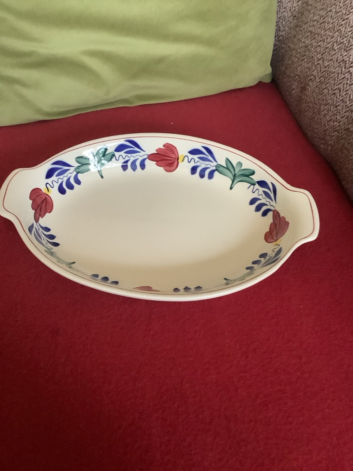 Royal Boch Boerenbont Ovale Schaal - Handgeschilderd, Keramiek, Landelijk/Boerenbont, Ophalen of Verzenden, Royal Boch