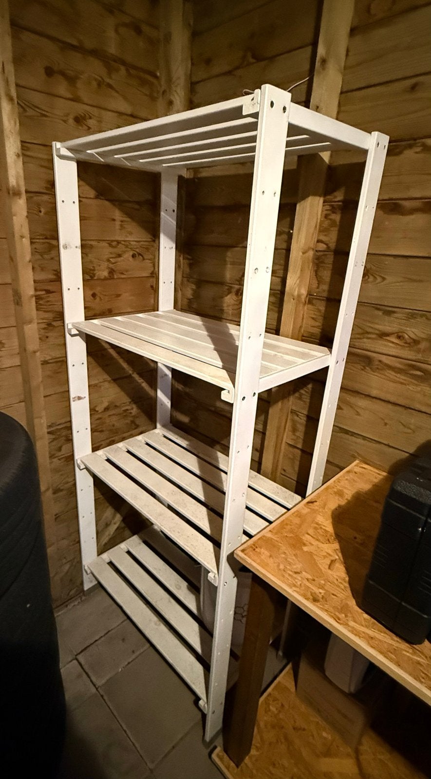 Wit houten rek met 4 planken (D45 B75 H170), Ophalen, Gebruikt