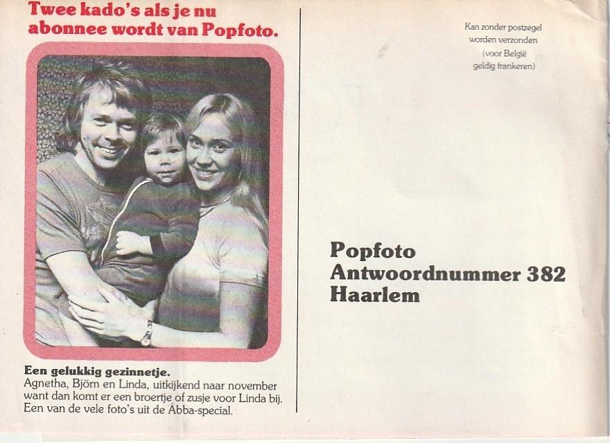 Retro reclame 1977 Popfoto Abba een gelukkig gezinnetje, Verzamelen, Verzenden, Overige typen