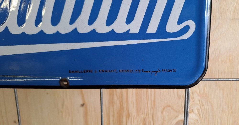 Pracht emaille reclamebord van Radium fietsen uit 1936., Reclamebord, Gebruikt, ., Ophalen of Verzenden