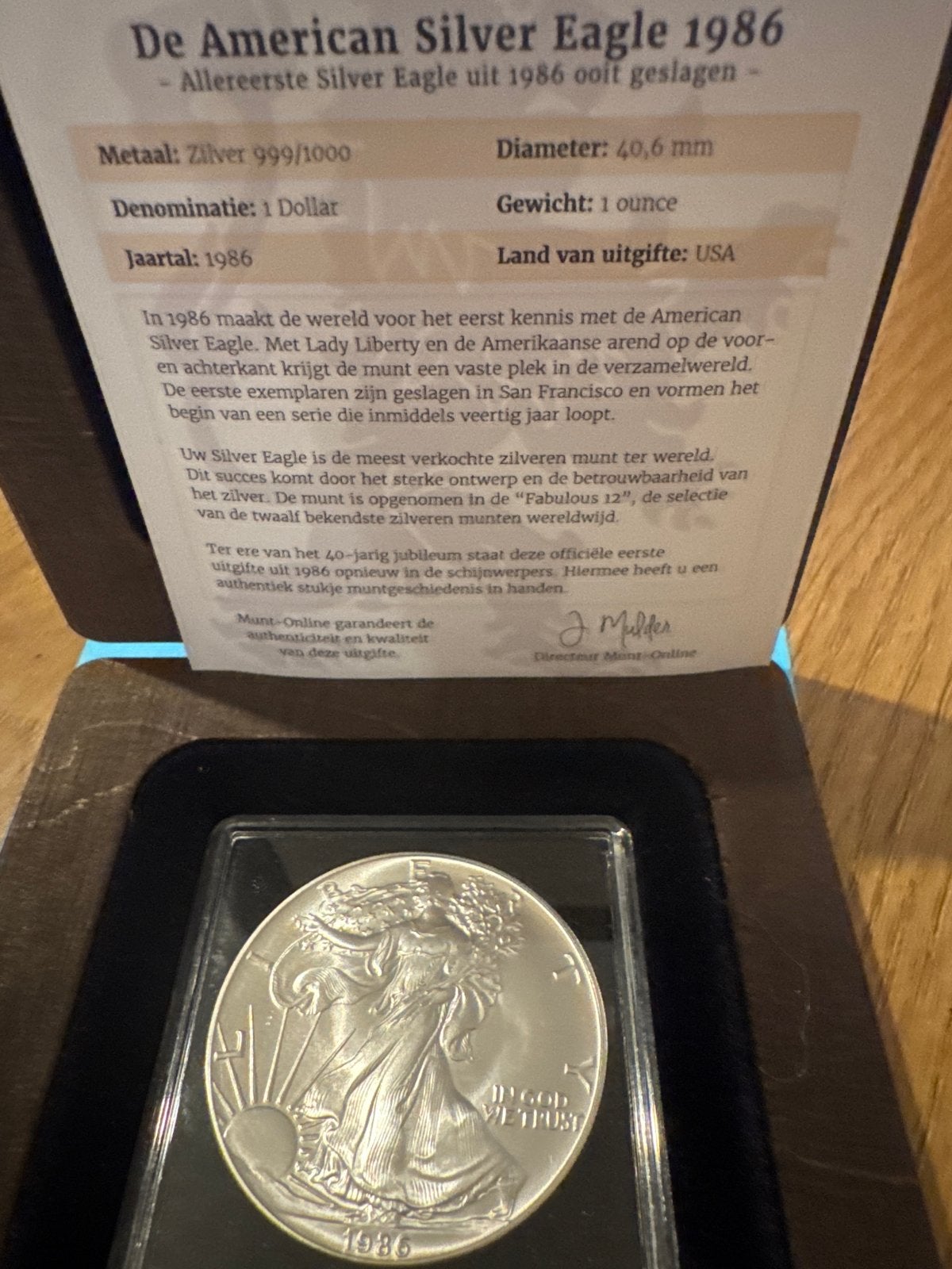 American Silver Eagle 1986 - Eerste uitgifte zilveren munt, Ophalen, Noord-Amerika, Losse munt, Zilver