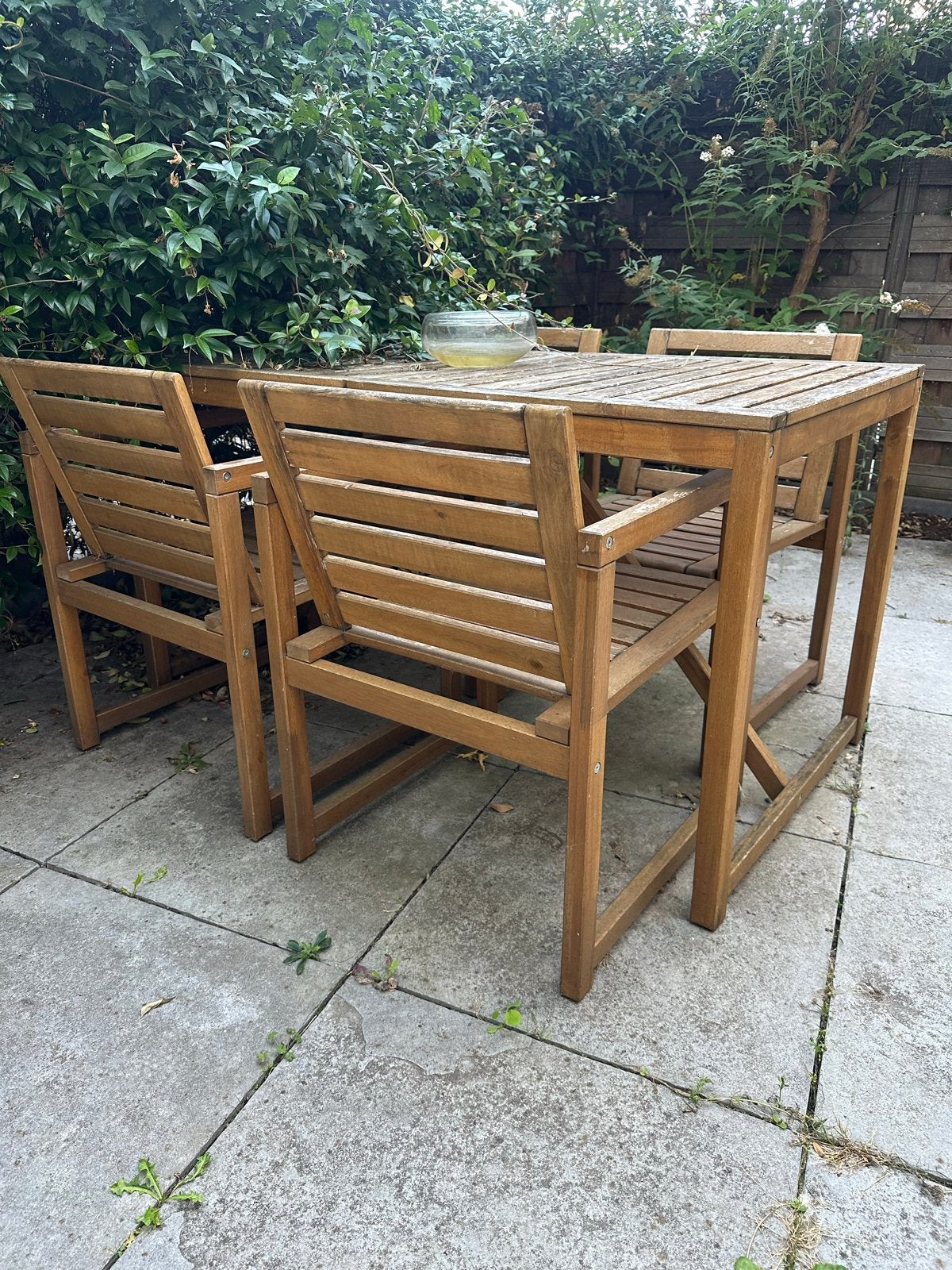 Houten tuinset met 4 stoelen IKEA, Tuin en Terras, Tuinsets en Loungesets, Ophalen, 4 zitplaatsen, Gebruikt, Eettafel