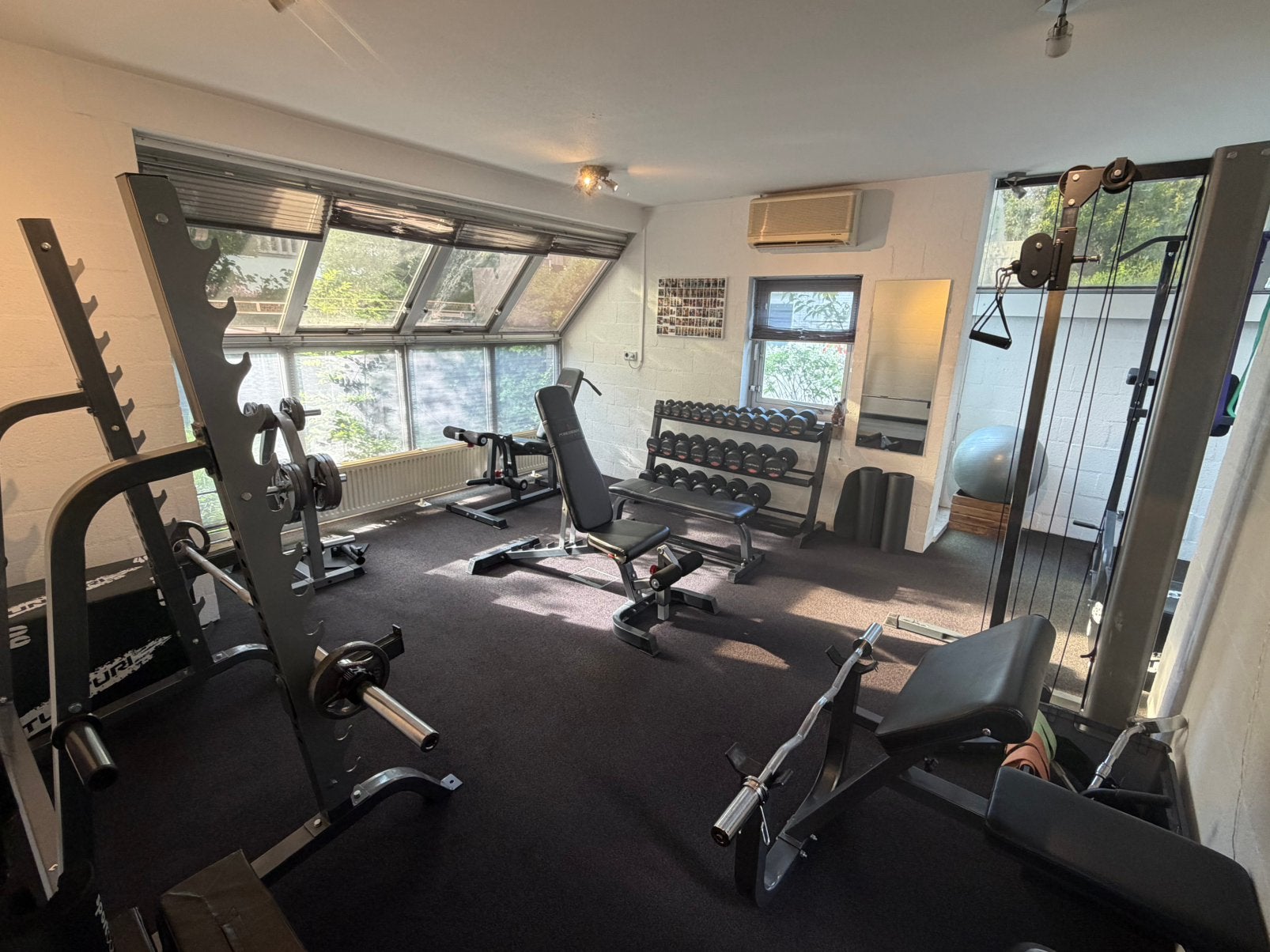 Comple inboedel fitness powermark te koop + airbike & ski, Sport en Fitness, Ophalen, Zo goed als nieuw, Benen, Fitnessbank