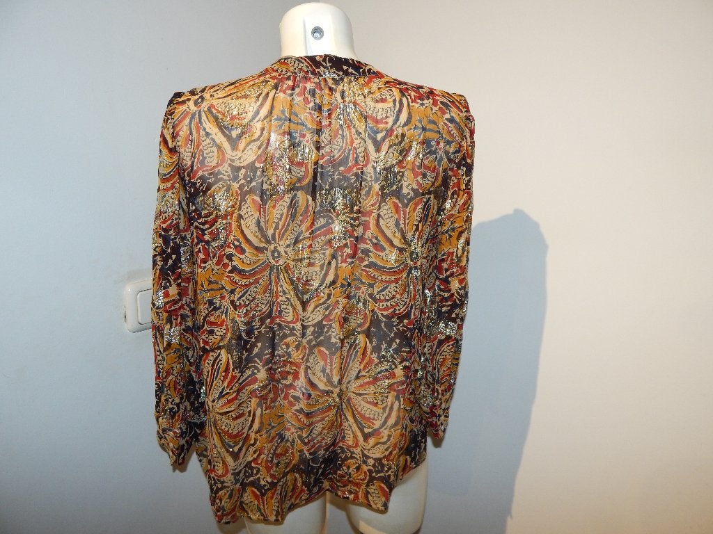 BA&SH mooie blouse gouden metal door de stof print M, Kleding | Dames, Blouses en Tunieken, Maat 38/40 (M), Zo goed als nieuw