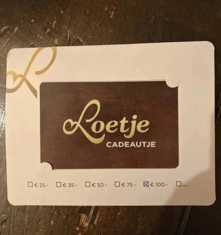 Loetje cadeaukaart €100,- waardebon kortingscode, Drie personen of meer, Cadeaubon, Overige typen