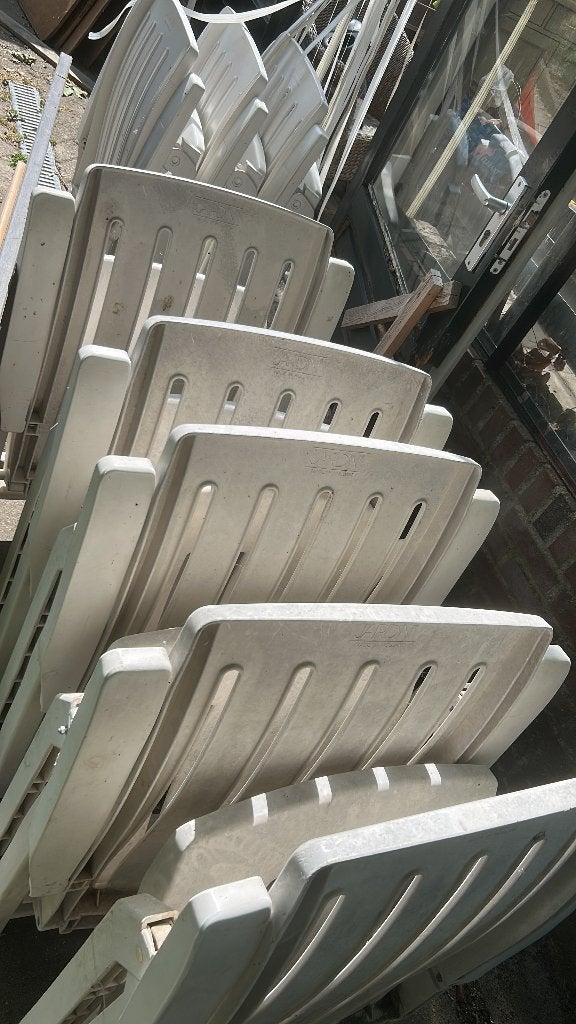 5+3 Stevige Tuinstoelen Jardin, Tuin en Terras, Ophalen, Gebruikt, Kunststof, Verstelbaar