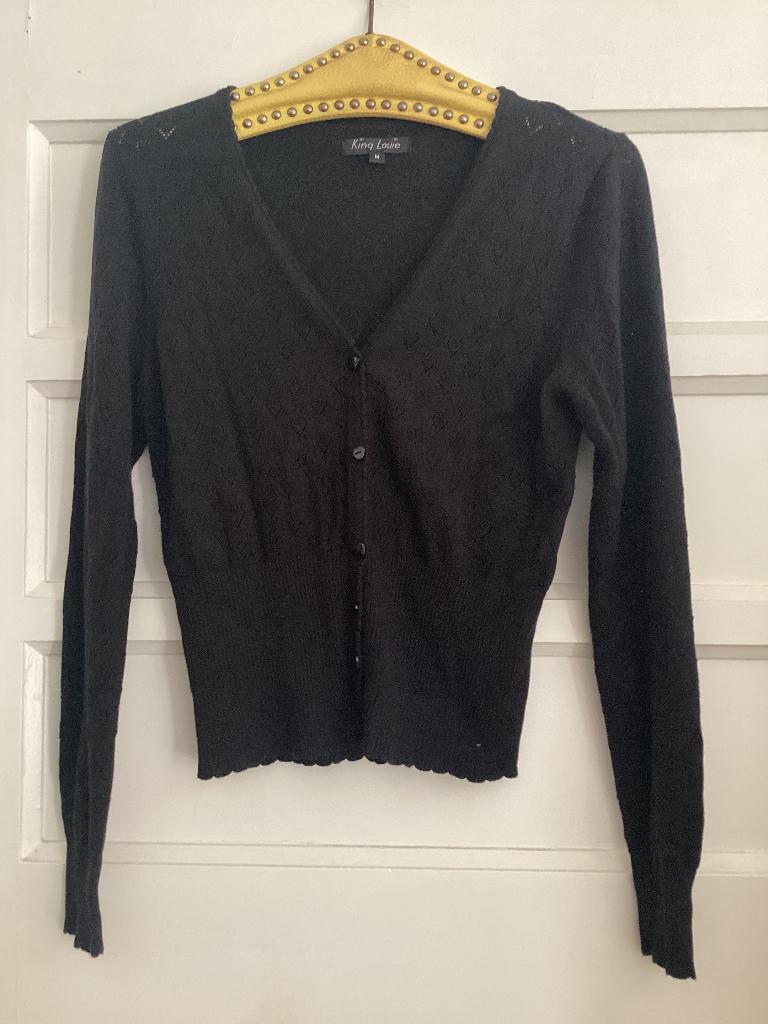 Mt M King Louie zwart rayon katoenen vestje hartjes, Kleding | Dames, Truien en Vesten, Maat 38/40 (M), Zwart, Ophalen of Verzenden