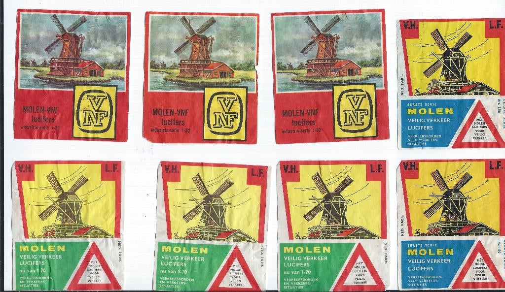 Lucifersmerken verschillende bv Molen-VNF Lucifers, Verzamelen, Verzenden, Sigarenbandjes