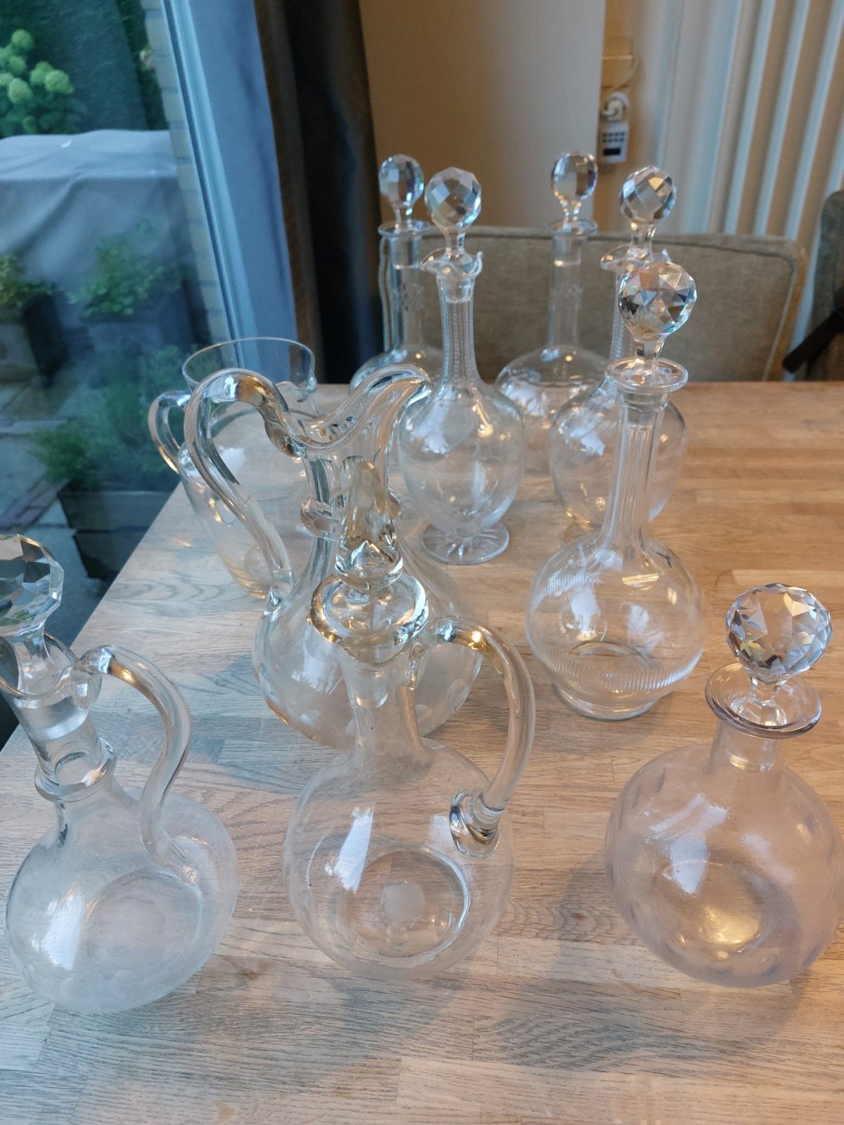 Set van 10 Antieke kristallen Karaffen en Kannen, Ophalen of Verzenden