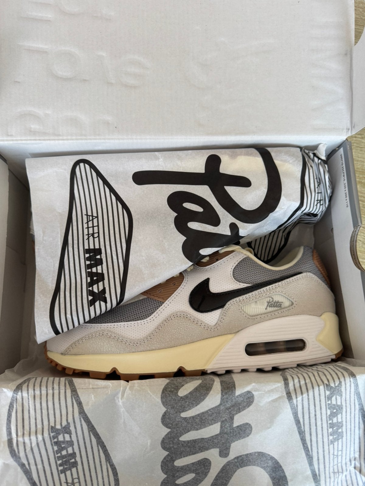 Nike Air max 90 Patta Waves grey coconut milk maat 41, Wit, Nieuw, Ophalen of Verzenden, Sneakers of Gympen